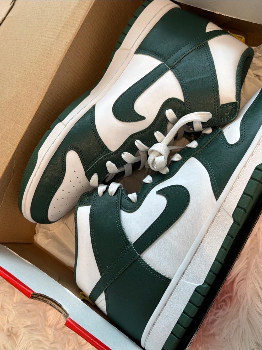 Nike Green and White High-Top Sneakers